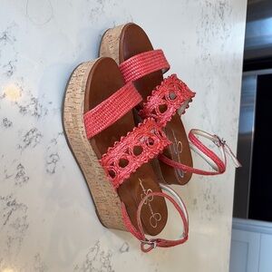 Stylish orange wedge sandals